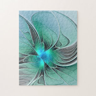 Puzzle Abstrait De Bleu, Art Fractal Moderne