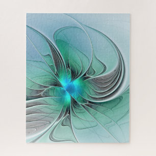 Puzzle Abstrait De Bleu, Art Fractal Moderne