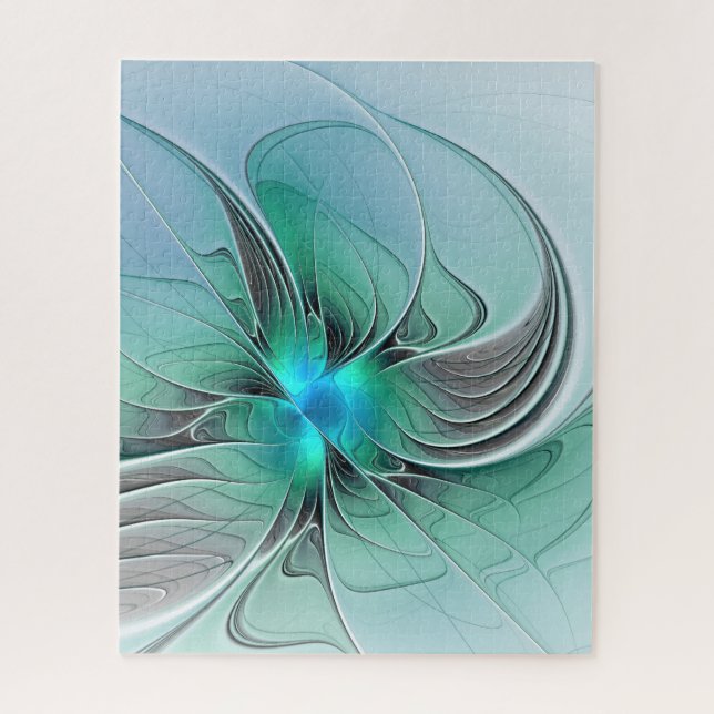 Puzzle Abstrait De Bleu, Art Fractal Moderne (Vertical)