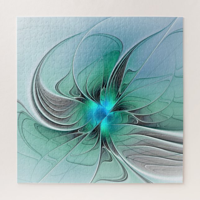 Puzzle Abstrait De Bleu, Art Fractal Moderne (Vertical)