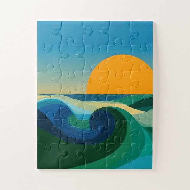 Puzzle Abstrait de Paysage Désertique au Coucher d (Vertical)