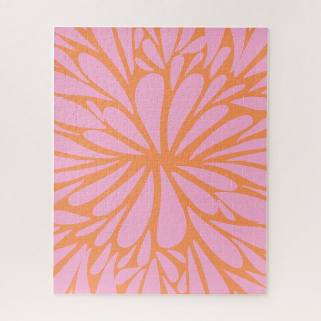 Puzzle Abstrait floral éclat motif pastel orange & rose (Vertical)