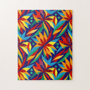 Puzzle Abstrait Géométrique Tropical Multicolore Vibrant
