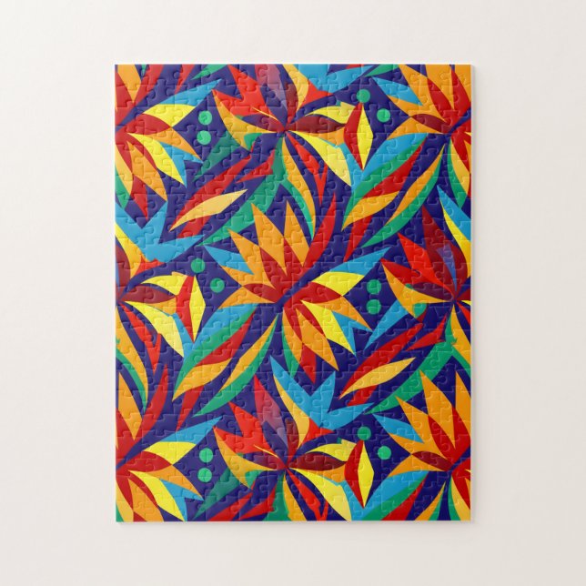 Puzzle Abstrait Géométrique Tropical Multicolore Vibrant  (Vertical)