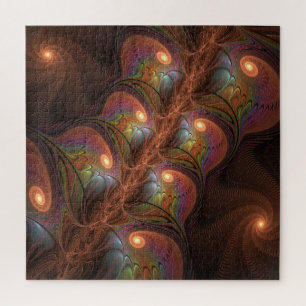 Puzzle Abstrait Moderne Brun Fractal Fluorescent Coloré