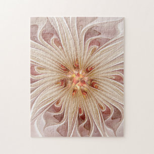 Puzzle Abstrait Moderne Peach Pastel Flower Fractal Art