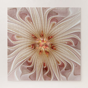 Puzzle Abstrait Moderne Peach Pastel Flower Fractal Art