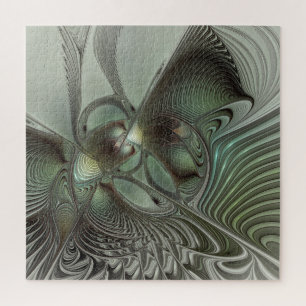 Puzzle Abstrait Olive Sage Green Grey Fractal Art Imagina