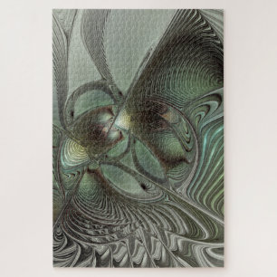Puzzle Abstrait Olive Sage Green Grey Fractal Art Imagina