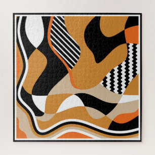 Puzzle Abstrait ondulé : motif noir vintage