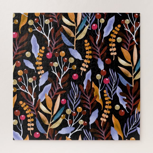 Puzzle Abstrait Plantes d'aquarelle herbes Motif (Vertical)