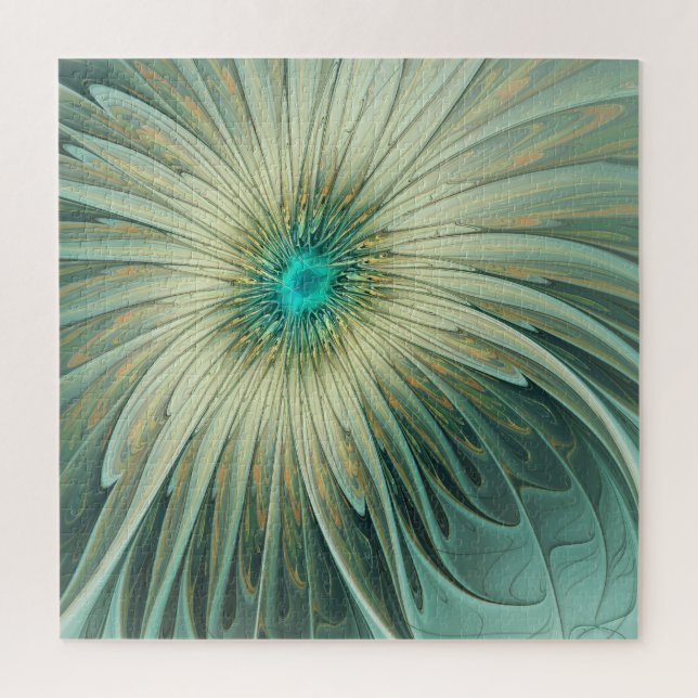 Puzzle Abstrait Sage Green Imaginaire Fleur Fractal Art (Vertical)