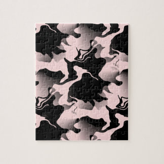 Puzzle Abstrait Taches Roses et Noires Marbrées