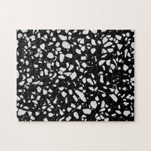 Puzzle Abstrait Terrazzo Mosaic Motif noir et blanc