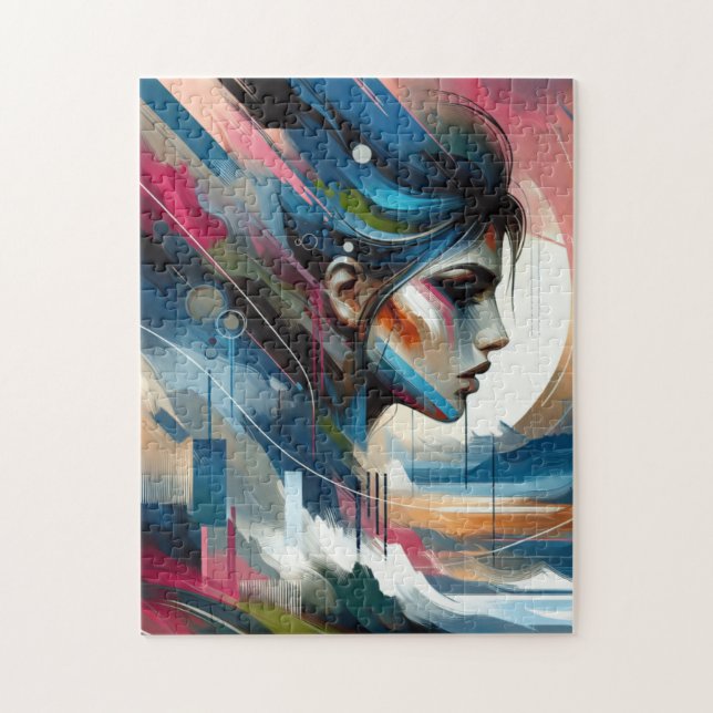 Puzzle Abstrait visage de femme coloré (Vertical)