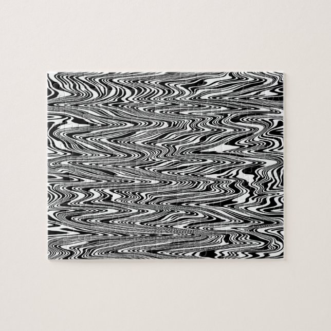 Puzzle Abstrait Zigzag noir et blanc (Horizontal)