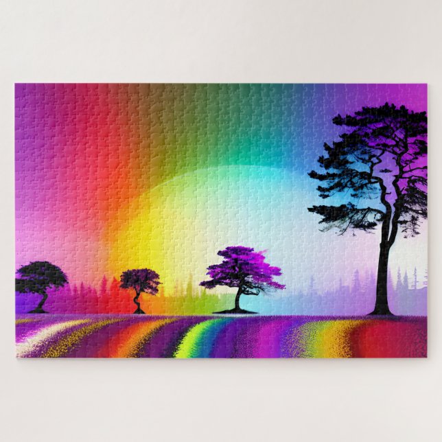 Puzzle Abstraite Rainbow Road Passée Arbres noirs et pour (Horizontal)