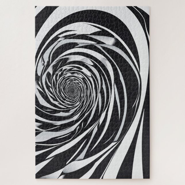 Puzzle Abstraite spirale d'illusion optique noire et blan (Vertical)