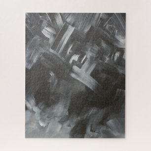 Puzzle Abstraits Monochromes Traits de Pinceau Noir et Bl