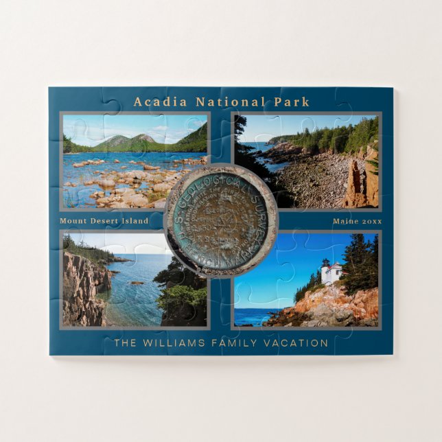 Puzzle Acadia Cadillac Mountain Marker Photo personnalisé (Horizontal)