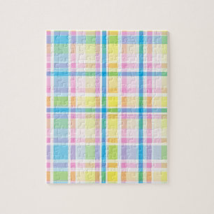 Puzzle Accessoires motifs écossais rose jaune