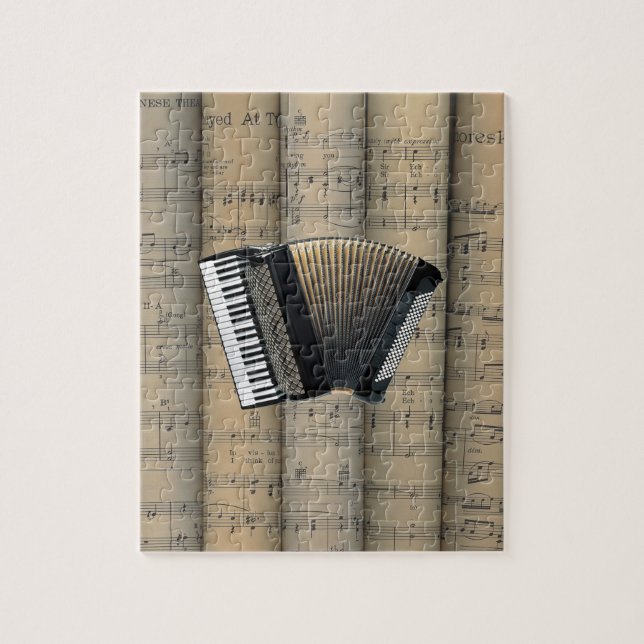 Puzzle Accordion ~ Feuille roulée Arrière - plan de musiq (Vertical)