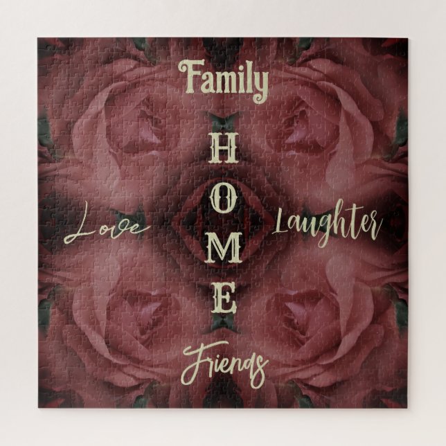 Puzzle Accueil Rose rouge Mots Abstraits Inspirationnels (Vertical)