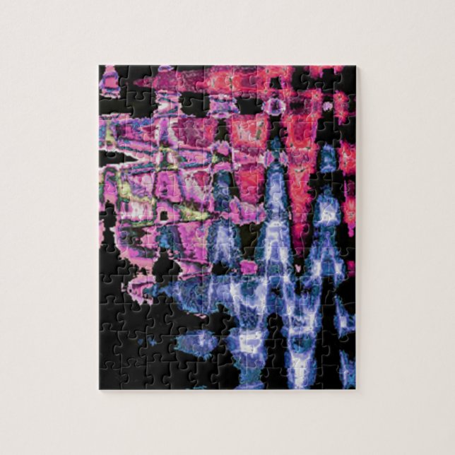 Puzzle Achempong Synthwave Moderne : Abstrait Bleu Rose (Vertical)