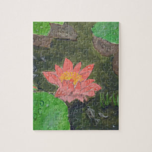 Puzzle Acrylique sur toile, fleur de nénuphar rose