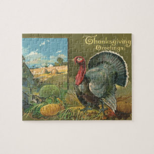 Puzzle Action de grâce vintage, dinde à la ferme