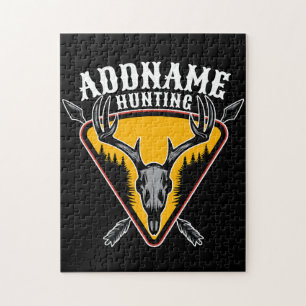 Puzzle ADD NAME Hunter Elk Skull Big Antlers Deer Hunting