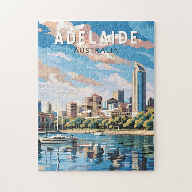 Puzzle Adelaide Australia Travel Art Vintage (Vertical)
