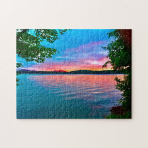 Puzzle Adirondack sunset on the lake
