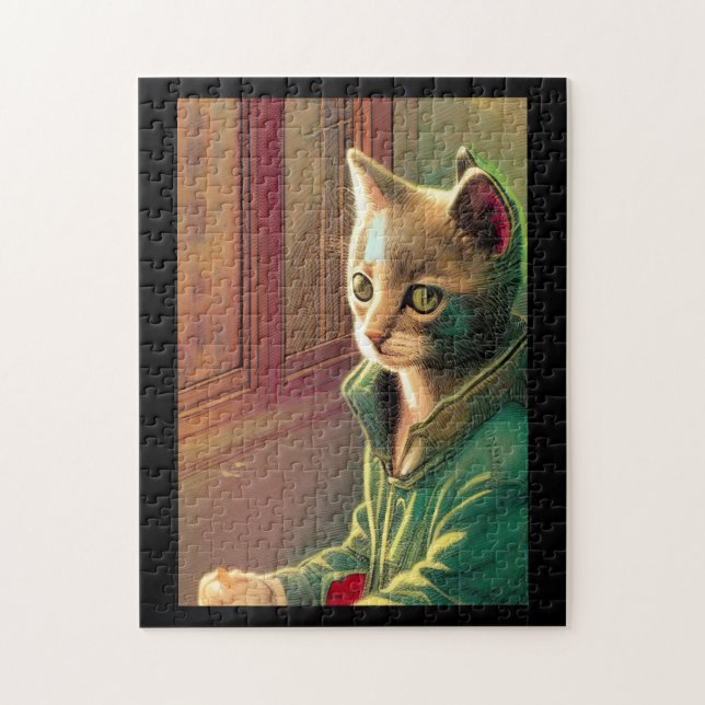 Puzzle Ado chatte vert pull urbain alien (Vertical)