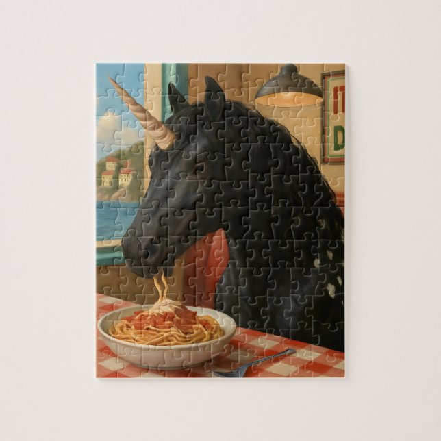 Puzzle Adorable Appaloosa Unicorne Manger Pâtes (Vertical)