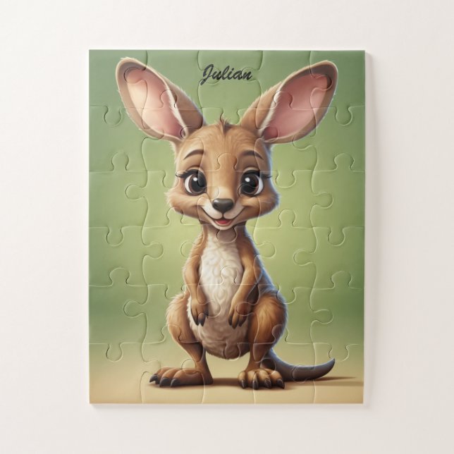 Puzzle adorable bébé kangourou personnalisé (Vertical)