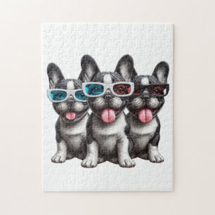 Puzzle Adorable Bulldogs français avec lunettes de soleil