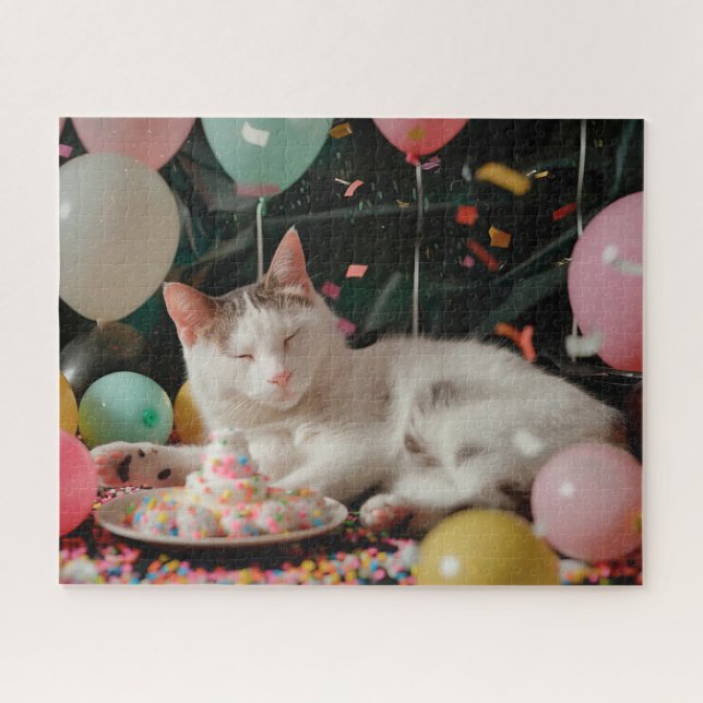 Puzzle Adorable Chat Anniversaire Design de fête (Horizontal)
