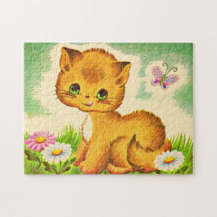 Puzzle adorable chaton aux yeux verts