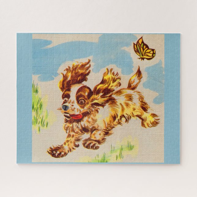 Puzzle adorable cocker spaniel chiot sur la course (Horizontal)
