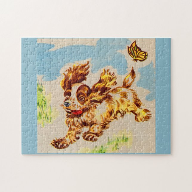 Puzzle adorable cocker spaniel chiot sur la course (Horizontal)
