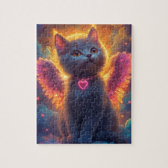 Puzzle Adorable Gray Angel Kitty (Vertical)