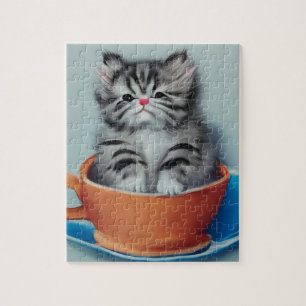 Puzzle Adorable Kitten dans une Tea up