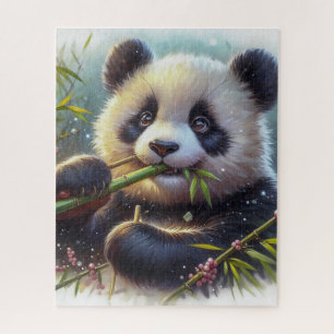 Puzzle Adorable Ours De Panda Mangeant Bambou