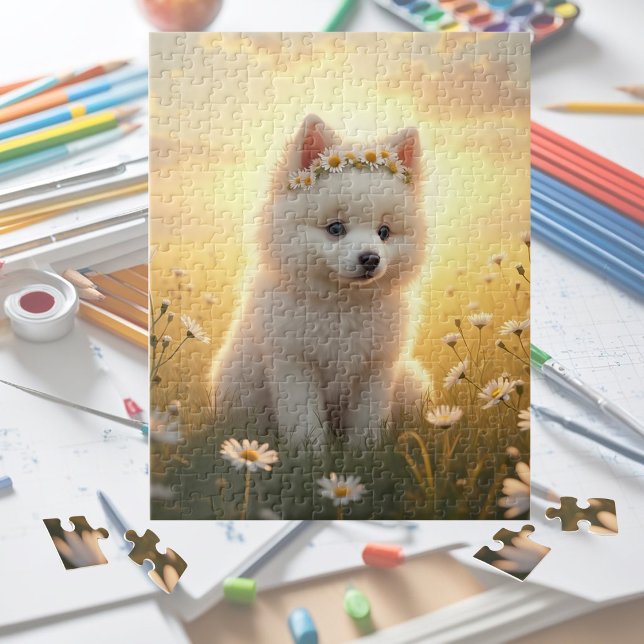 Puzzle Adorable petit chiot Spitz blanc (Créateur téléchargé)