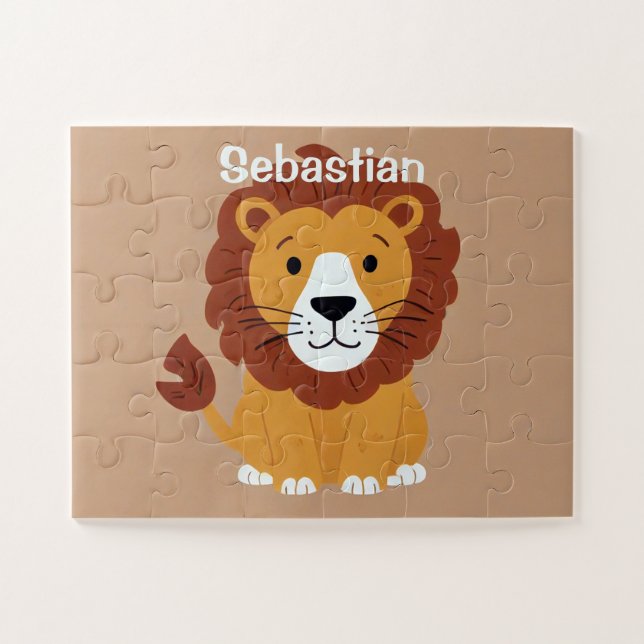 Puzzle Adorable Petit Lion Enfants Personnalisés (Horizontal)