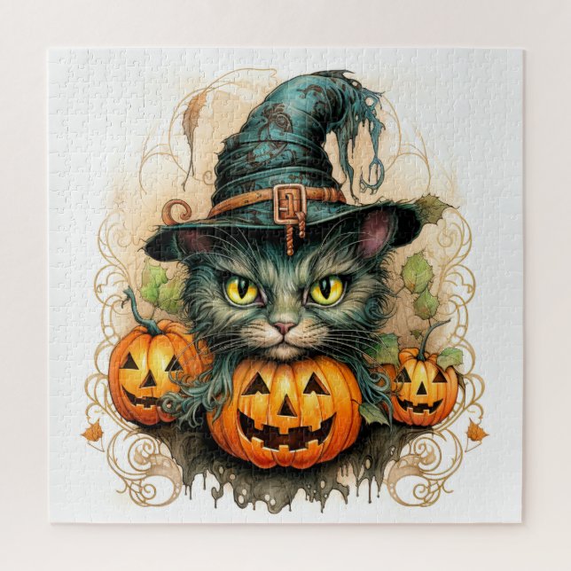 Puzzle Adorable Petite Chatte Sorcière (Vertical)