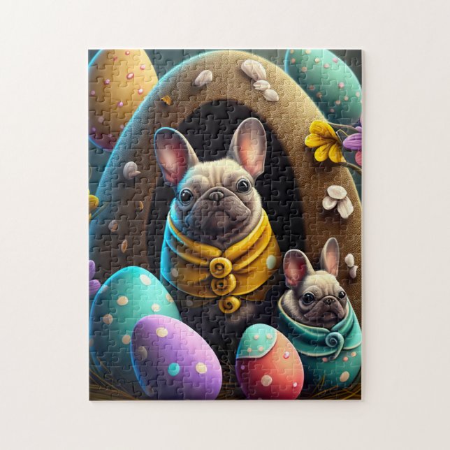 Puzzle Adorable Pug avec des œufs de Pâques Un thème fest (Vertical)