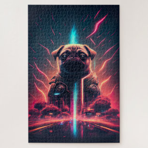 Puzzle Adorable Pug dans un costume de robot futuriste