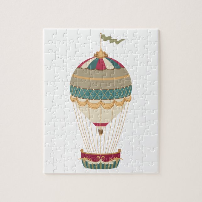 Puzzle Adorable Steampunk Hot Air Balloon avec drapeau (Vertical)